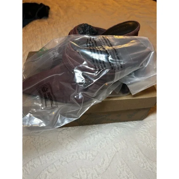 Free People Date Night Heeled Mules In‎ Port Wine Suede Size 6.5